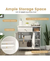 Bathroom Floor Cabinet Freestanding Kitchen Cupboard Storage Organizer with Drawer
