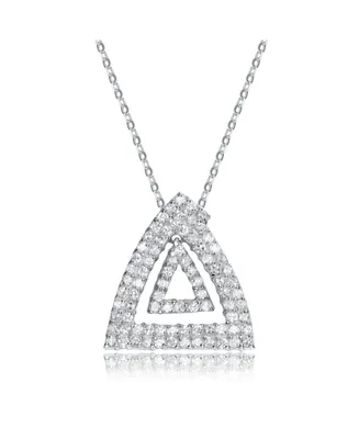 Sterling Silver White Gold Plated Cubic Zirconia Triangle Design Pendant