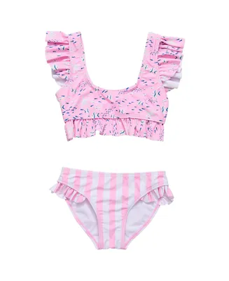 Toddler, Child Girls Pink Sea Frilled Crop Bikini
