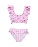 Toddler, Child Girls Pink Sea Frilled Crop Bikini