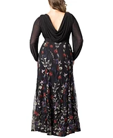 Women's Plus Isabella Embroidered Mesh Formal Gown