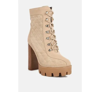 Yoko Womens Fine Suede Quilted Ankle Boots