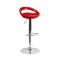 Rounded Cutout Back Swivel Adjustable Height Barstool, Chrome Base