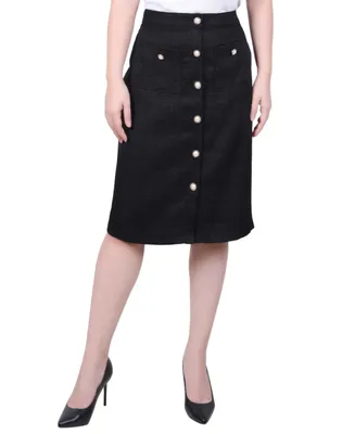 Ny Collection Petite Slim Tweed Double Knit Pencil Skirt with Pockets
