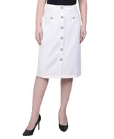Ny Collection Petite Slim Tweed Double Knit Pencil Skirt with Pockets