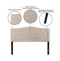 Arched Queen Button Tufted Upholstered Headboard