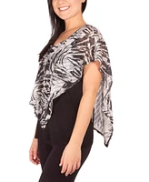 Ny Collection Petite Asymmetrical Poncho Top with Necklace