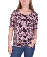 Ny Collection Petite Short Sleeve Grommet Top