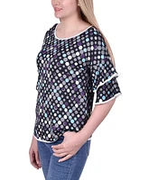 Ny Collection Petite Elbow Sleeve Double Sleeve Top