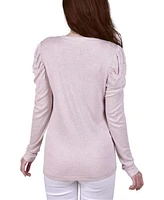 Ny Collection Petite Puff Sleeve Knit Top