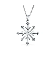 Bling Jewelry Winter Party Snowflake Pendant Necklace in Sterling Silver Lever back