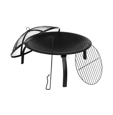 Ewan Fire Pit 22.5" Iron Folding Wood Burning Outdoor Fire Pit For Patio, Backyard, Camping, Picnics With Spark Screen And Poker