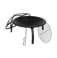 Ewan Fire Pit 22.5" Iron Folding Wood Burning Outdoor Fire Pit For Patio, Backyard, Camping, Picnics With Spark Screen And Poker