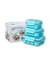 Genicook 3 Pc Rectangular Container Hi-Top Lids with Pro Grade Removable Lockdown Levers Silicone Sleeve Set