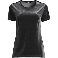 Lands' End Women's Short Sleeve Velvet Crew Neck Top