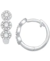 Diamond Triple Halo Small Hoop Earrings (1/3 ct. t.w.) in 14k White Gold