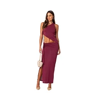 Women's Frankie drawstring slit maxi skirt