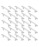 Cauldham 25 Pack Solid Kitchen Cabinet Arch Pulls Handles (3" Hole Centers) - Modern Curved Drawer/Door Hardware - Style M242 - Satin Nickel