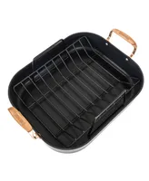 Viking Hard Anodized Non-Stick Roaster with Rack and Carving Set, Copper Handles