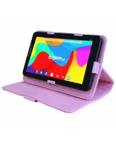 Linsay New 7" Tablet Quad Core 64GB Storage Android 13 with Pink Case