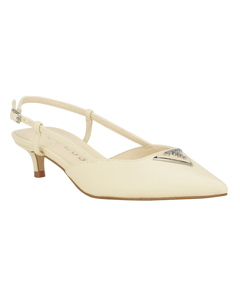 Guess Women's Jesson Logo Slingback Kitten Heel Pumps