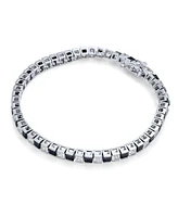 Bling Jewelry Classic Black White Alternating Sparkling Cubic Zirconia 20CT Square Princess Cut Cz Tennis Bracelet 7 Inch