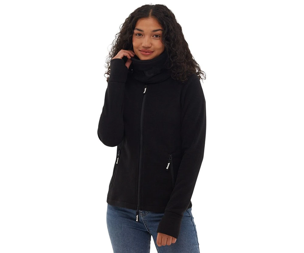 Bench Dna Women's Funnel Microfleece Zip-Up Wrap Neck Sweater