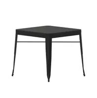 Hara 31.5" Square Indoor/Outdoor Black Steel Patio Dining Table For 4 With Black Poly Resin Slatted Top