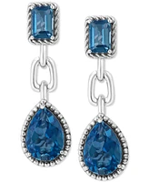 Effy London Blue Topaz Double Drop Earring (6-1/4 ct. t.w) in Sterling Silver