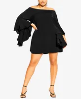 City Chic Trendy Plus Size Romantic Sleeve Mini Dress