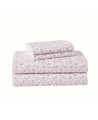 Laura Ashley Paisley Prance Cotton Flannel 3-Pc. Sheet Set, Twin