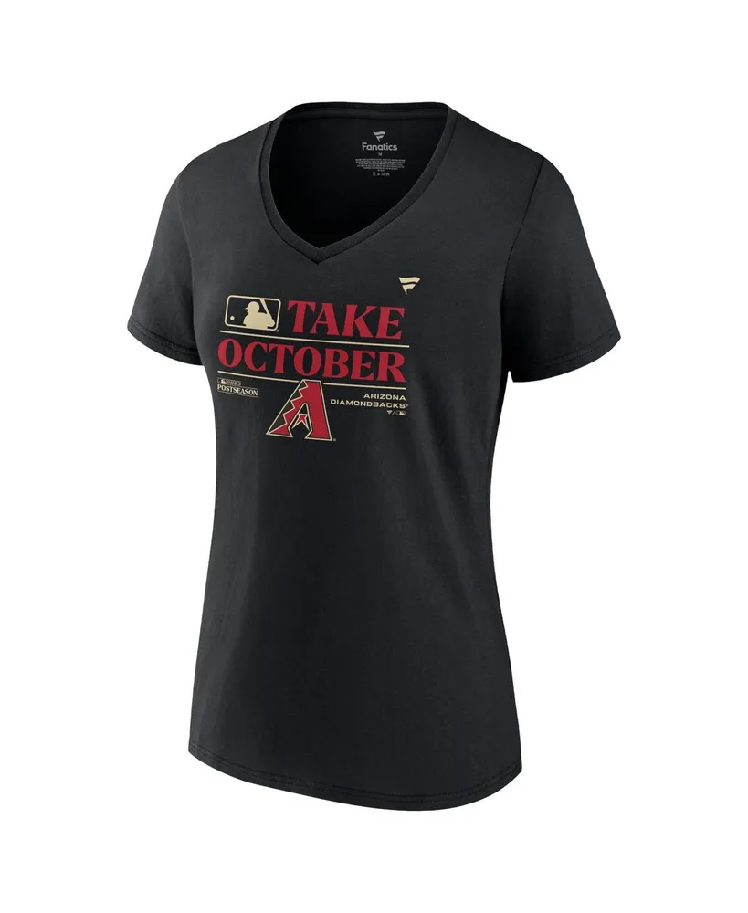 Women's Fanatics Black Arizona Diamondbacks 2023 Postseason Locker Room V-Neck T-shirt