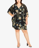 City Chic Plus Wrap Golden Floral Dress