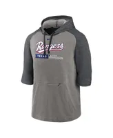 Men's Nike Heather Gray Texas Rangers 2023 Postseason Authentic Collection Flux Three-Quarter Sleeve Pullover Hoodie