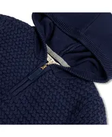 Hope & Henry Boys Organic Long Sleeve Hooded Half Zip Sweater