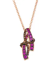 Le Vian Chocolatier Bubble Gum Pink Sapphire (3/8 ct. t.w.) & Chocolate Diamond (1/5 ct. t.w.) Swirl 19" Pendant Necklace in 14k Rose Gold