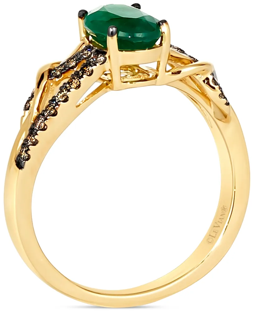 Le Vian Chocolatier Costa Smeralda Emeralds (7/8 ct. t.w.) & Chocolate Diamond (1/4 ct. t.w.) Openwork Ring in 14k Gold