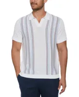 Cubavera Men's Short Sleeve Striped-Panel Johnny Collar Sweater Polo