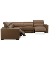 Nevio 124" 5-Pc. Leather Sectional with 2 Power Recliners and Headrests, Created For Macy's