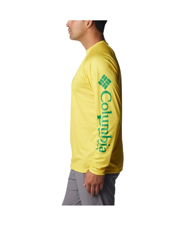 Columbia Men's Columbia Yellow Oregon Ducks Pfg Terminal Tackle Omni-Shade  Raglan Long Sleeve T-shirt