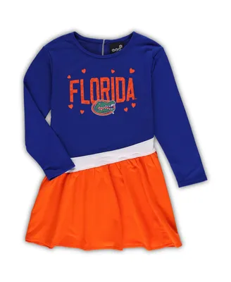 Girls Infant Royal, Orange Florida Gators Heart to French Terry Dress