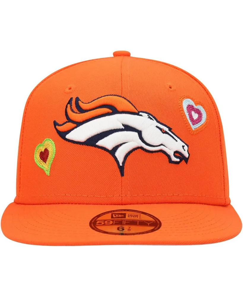 Men's New Era Orange Denver Broncos Chain Stitch Heart 59FIFTY Fitted Hat