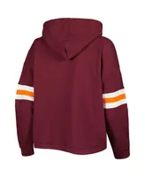 Women's Pressbox Maroon Distressed Virginia Tech Hokies Super Pennant Pullover Hoodie