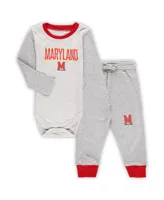 Infant Boys and Girls Wes & Willy Heather Gray Maryland Terrapins Jie Long Sleeve Bodysuit Pants Set