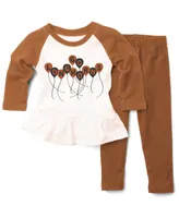 Girls Infant Wes & Willy Texas Orange, White Longhorns Balloon Raglan 3/4-Sleeve T-shirt and Leggings Set