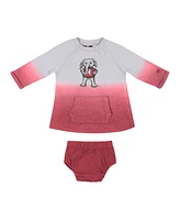 Newborn and Infant Girls Colosseum Gray, Crimson Distressed Alabama Crimson Tide Hand in Hand Ombre Dress and Bloomers Set