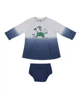Newborn and Infant Girls Colosseum Gray, Navy Distressed Notre Dame Fighting Irish Hand in Hand Ombre Dress and Bloomers Set