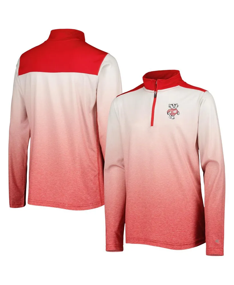 Big Boys Colosseum White, Red Wisconsin Badgers Max Quarter-Zip Jacket