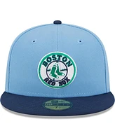Men's New Era Light Blue, Navy Boston Red Sox Green Undervisor 59FIFTY Fitted Hat