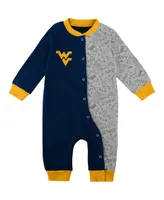 Infant Boys and Girls Navy West Virginia Mountaineers Playbook Two-Tone Sleeper